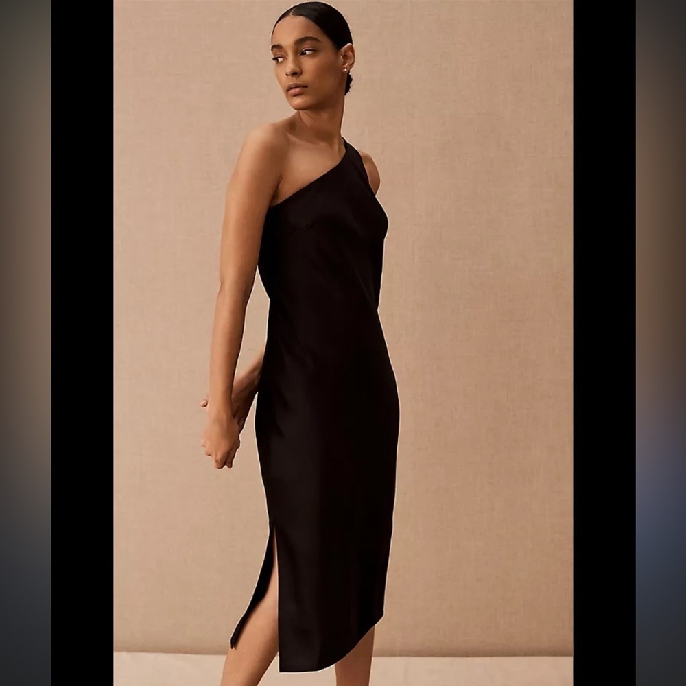 Bhldn Anthropologie Audrie One-Shoulder Dress Black Size 0